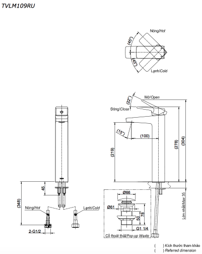 Vòi lavabo nóng lạnh RUFICE TOTO TVLM109RU