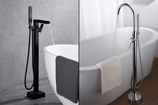 Vòi xả bồn tắm đặt sàn thường được bố trí ở ngay giữa phòng tắm và cạnh bồn tắm