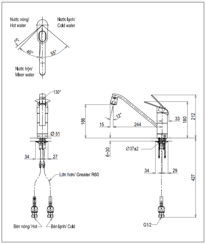 Vòi bếp nóng lạnh TOTO TKGG31EC