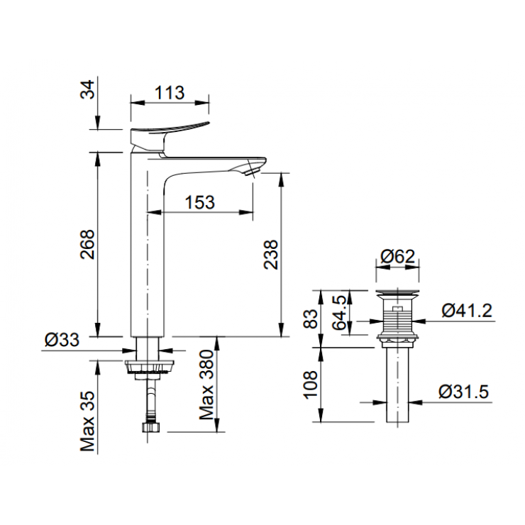 Vòi chậu lavabo nóng lạnh INAX LFV-502SH (LFV502SH)