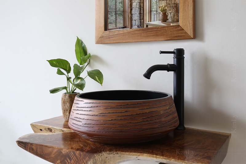 Chậu lavabo đặt bàn Kanly sứ hoa văn SU009
