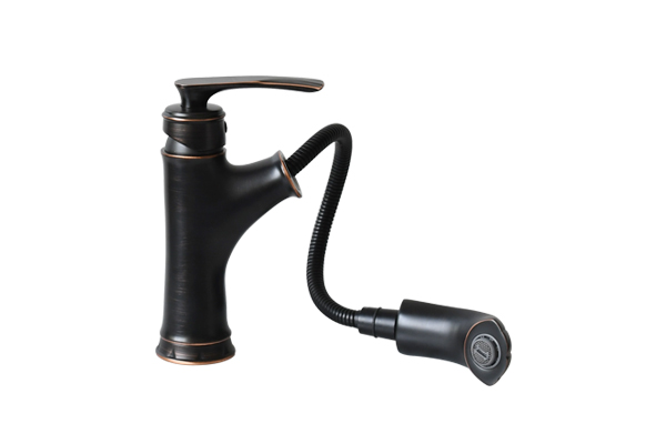 Vòi nước lavabo nóng lạnh có dây rút bằng đồng Kanly GCV42B