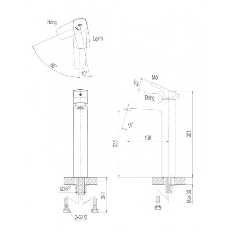 Vòi chậu lavabo nóng lạnh INAX LFV-5000SH (LFV5000SH)
